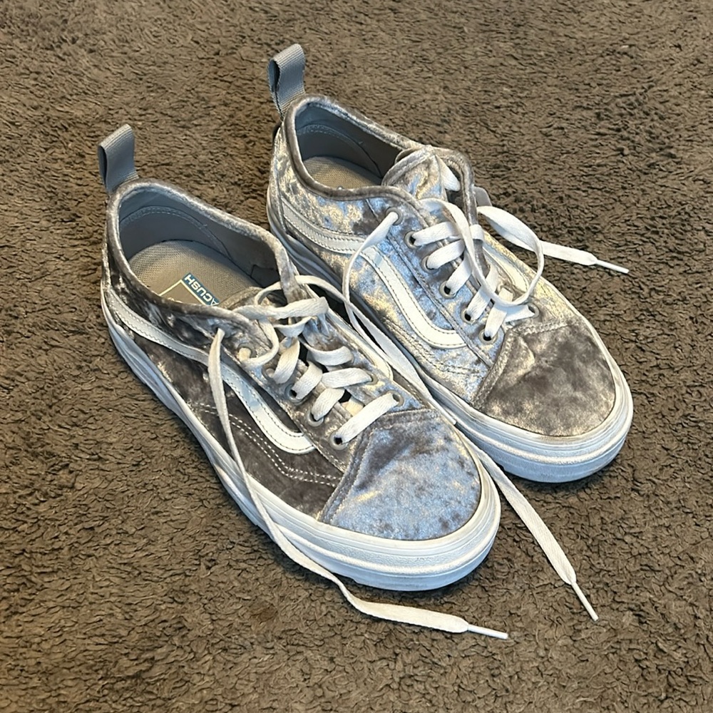 Vans Ultracush Gray Velvet Skater Sneakers